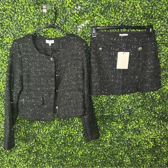 NwtBlack Sequin Tweed blazer and skirt set